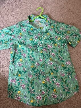 Cat & Jack Green Floral Button-Down Shirt